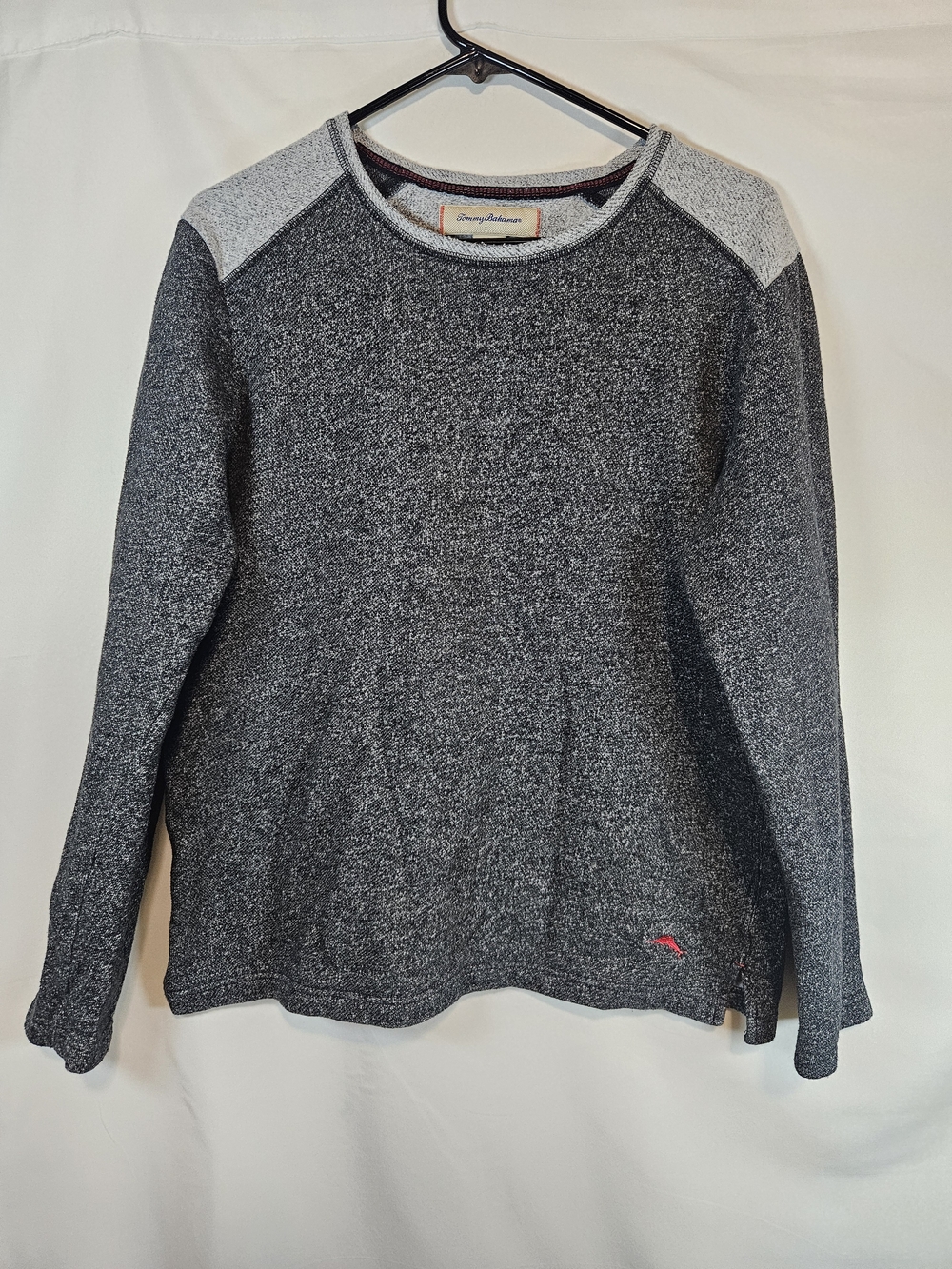 Tommy Bahama Charcoal Gray Crewneck Sweater with Light Gray Shoulders
